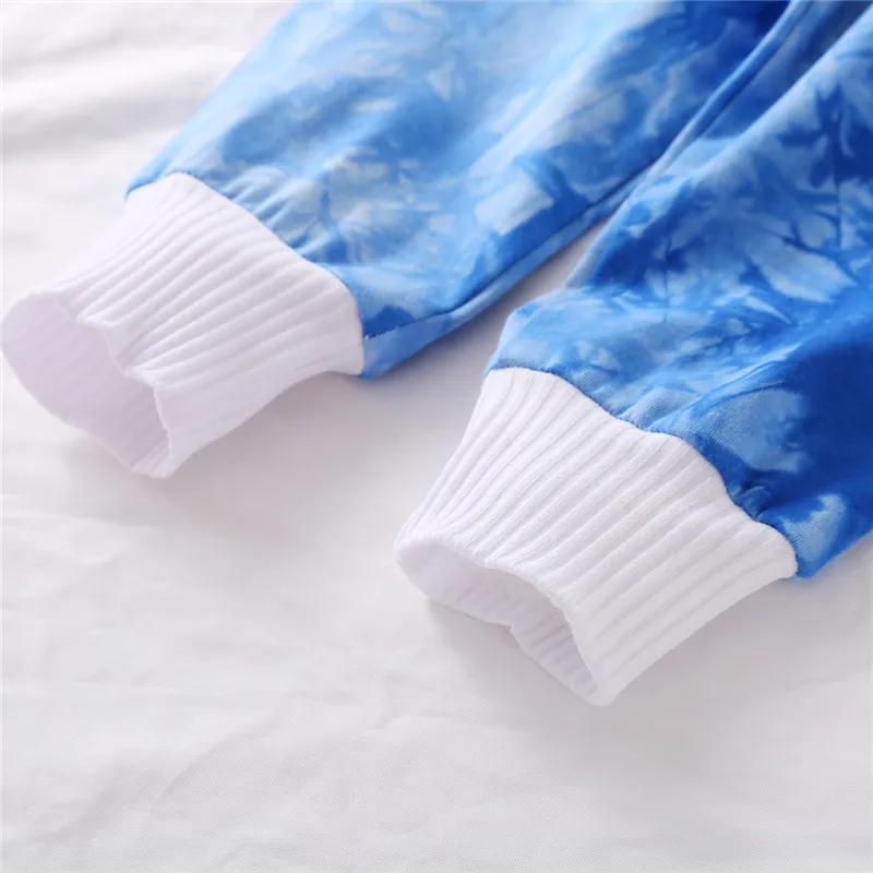 

Free Shipping Tie-dyeing Clothes For Boys Girls 2020 Lovely Tie Dye Printing Print Long Sleeve Hooded Sweatshirt Tops+Long Pants