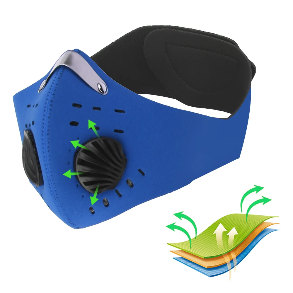 

Activated Carbon Anti-Pollution Masks Cycling Mask With Filter 1pc Breathing Valve Protective Cycling Mask