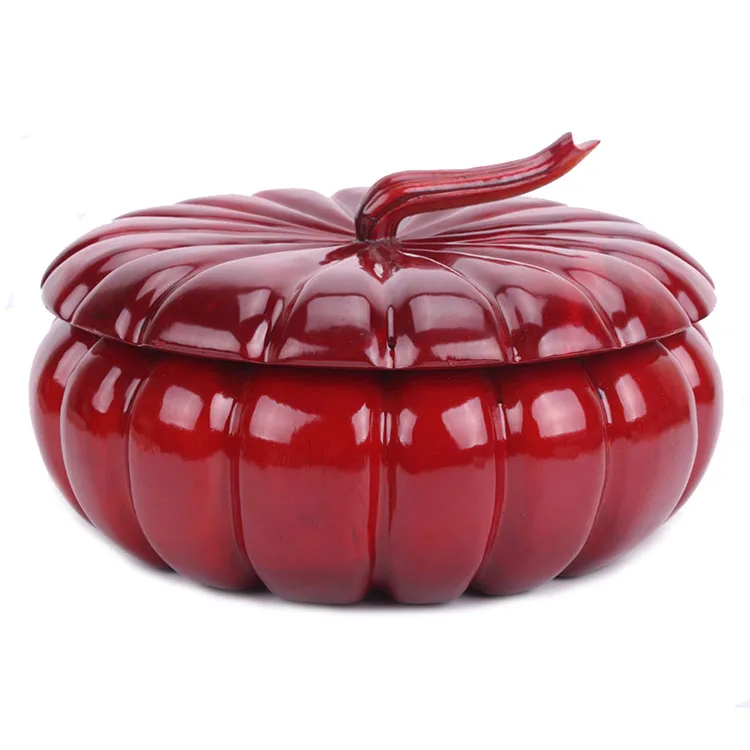 

Solid retro fruit plate candy box Lao red acid branch living room cover to dry fruit basin Pumpkin fruit bowl Candy storage