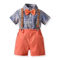 toddler baby boy gentleman short suit 3pcs overalls clothes set