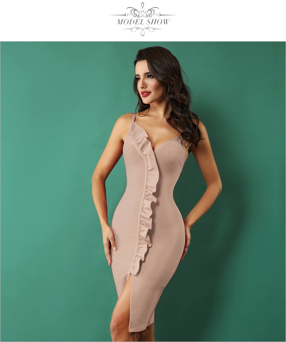 Adyce женское летнее облегающее Бандажное платье Vestidos элегантное красное обнаженное с оборками на тонких бретелях Клубное платье вечерние платья знаменитостей