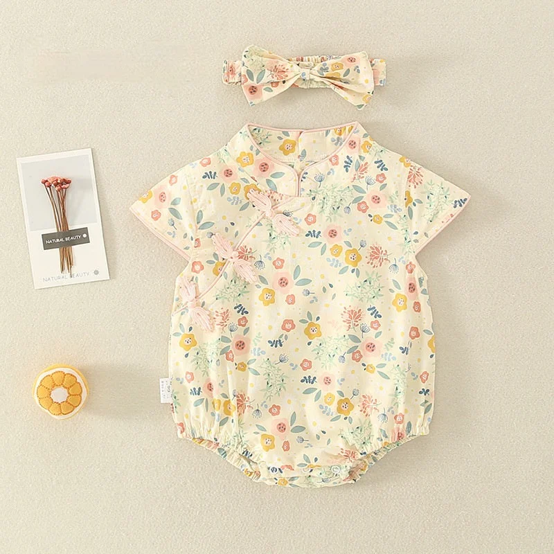 

Summer Baby Girl Bodysuit For Newborns Print Floral Clothes Fashion Sleeveless Jumpsuit Outfits Cotton Infant Clothing