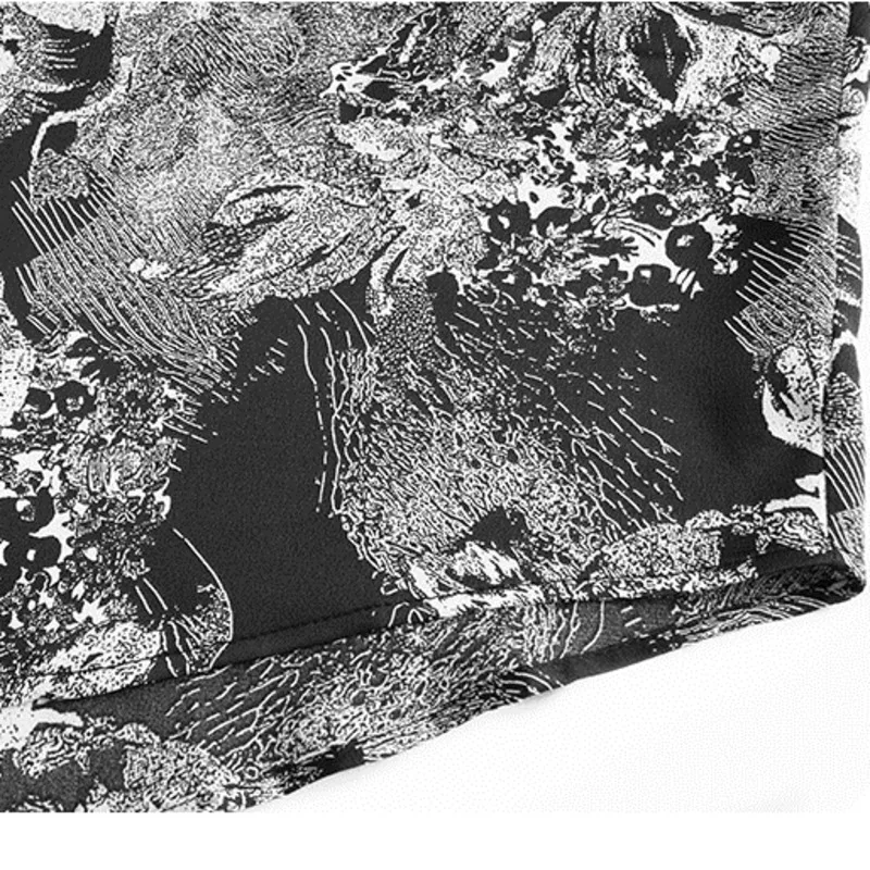 

IEQJ Spring Autumn New Fashion Bat Sleeve Turn-down Collar Printing Single-breasted Streetwear Personality Women Shirt 3AC494