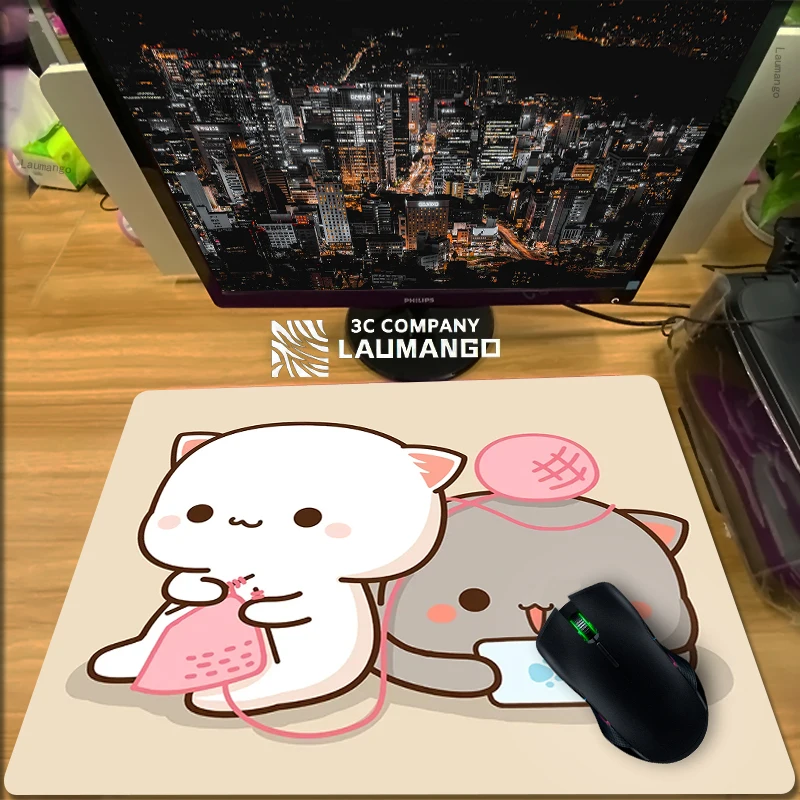 

Peach Mochi Cat Gaming Laptop Mat Mouse Pad Gamer Computer Accessories Xl Mousepad Speed Varmilo Office Carpet Mausepad Pc Mats
