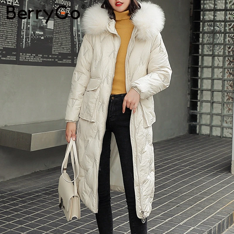 BerryGo/женское зимнее Стеганое пальто с карманами на молнии повседневные теплые