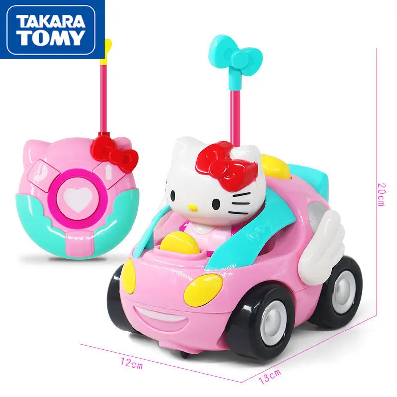 

TAKARA TOMY Cute Cartoon Hello Kitty Plastic Remote Control Car Electric Toy Simple Child Creative Doll