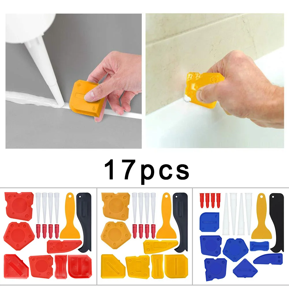 

17pcs/Set Window Door Silicone Glass Cement Scraper Tool Silicone Sealant Spreader Spatula Scraper Cement Removal Tool Kit