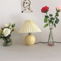 abajur japanese style ceramic table for livingroom pleated skirt bedroom bedside home deco lighting
