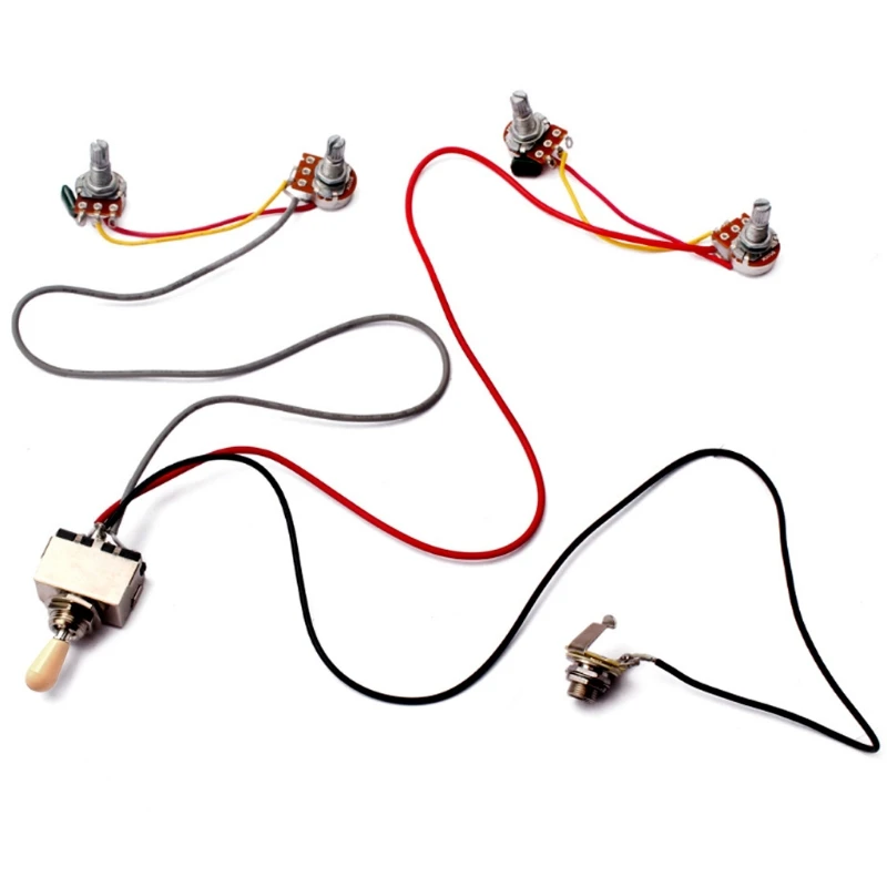 

1Set Wiring Harness 3 Way Toggle Switch 2V2T 500K Pots & Jack Guitar