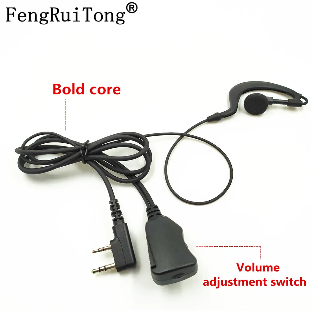 2 PIN Volume adjustment switch bold core headset PTT MIC Walkie Talkie earphone for BAOFENG UV5R UV82 888S  KENWOOD/TYT/HYT