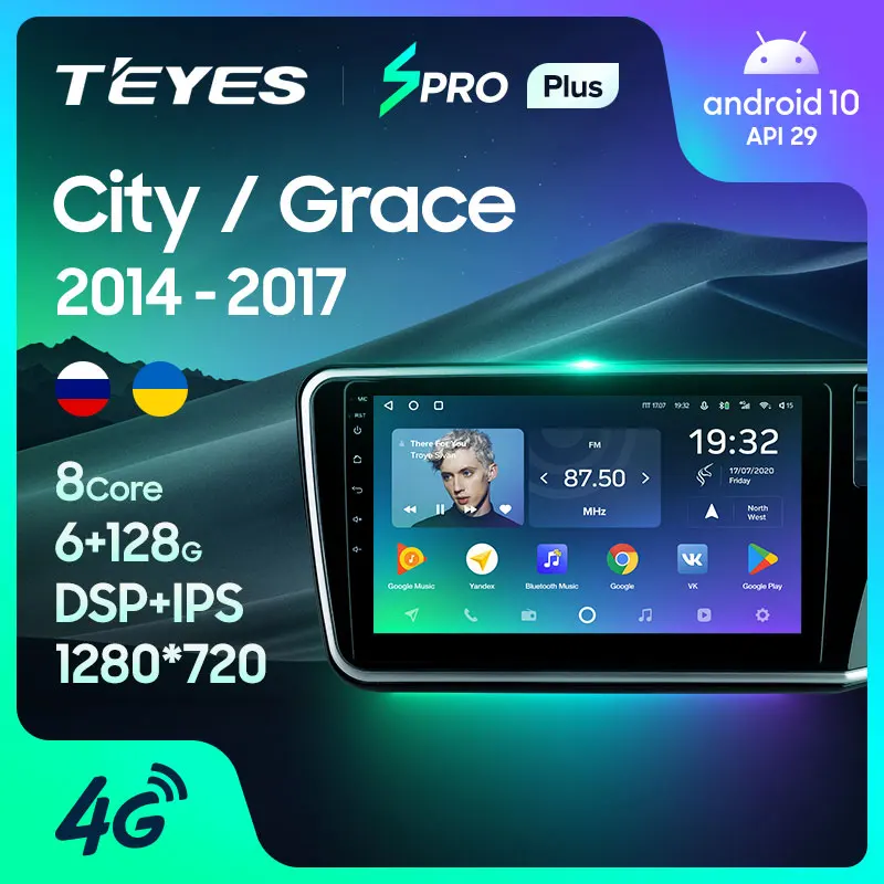 TEYES SPRO Plus Штатная магнитола For Хонда Грейс Honda City Grace 1 2014 - 2017 Right hand driver до 8-ЯДЕР 4 +