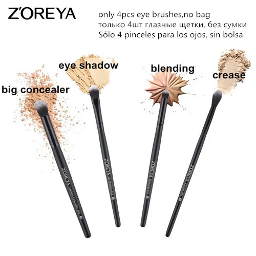 4pcs eye brush set ZOREYA кисти для макияжа 4/8/10/12/15 шт. Профессиональный набор кистей для макияжа разных модели в качестве основного косметическая кисточка - Handle Color: 4pcs eye brush set