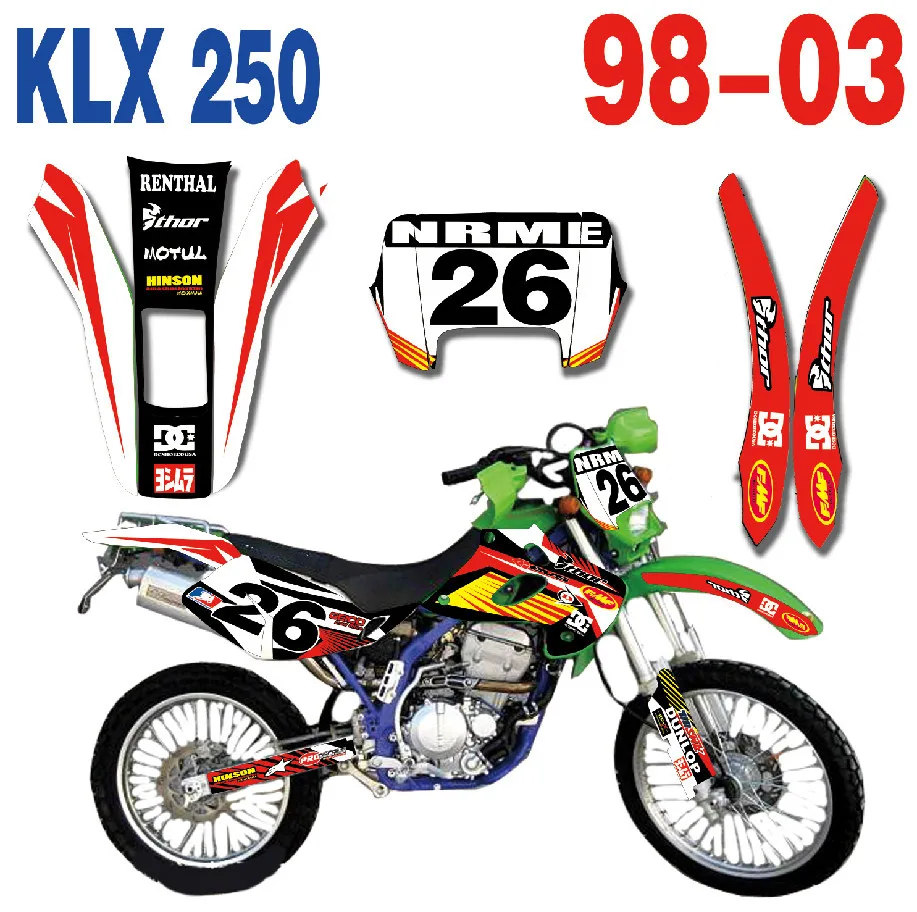 Команда Бесплатные Индивидуальные графика фоны наклейки Наборы для Kawasaki KLX250 KLX 250