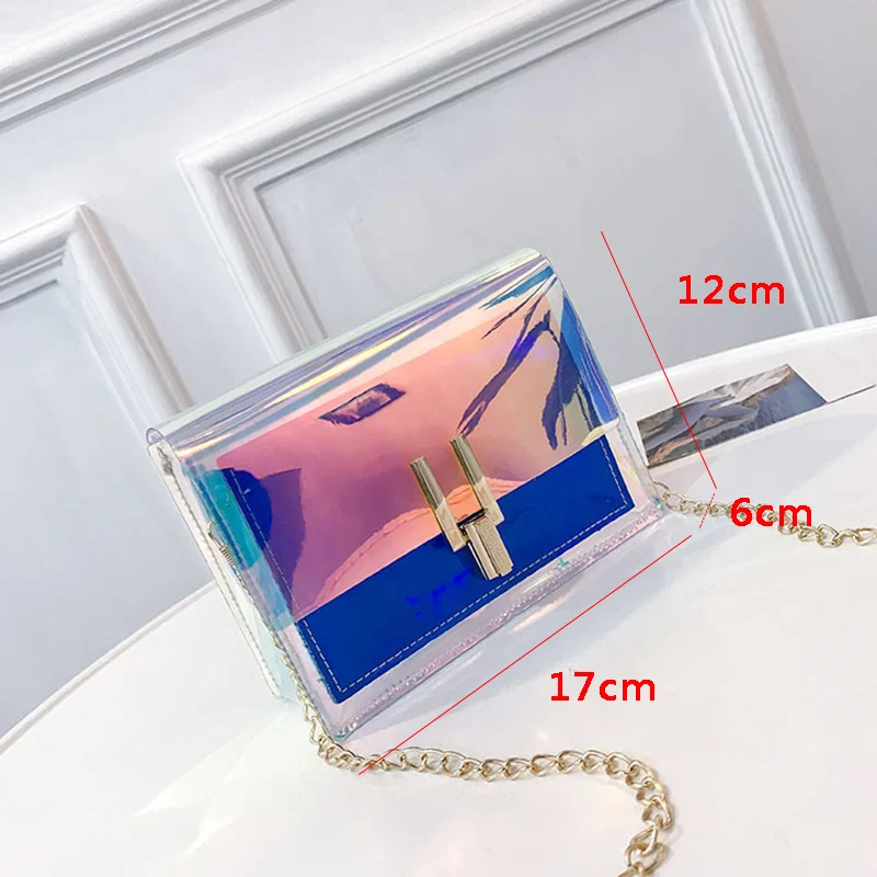 Fashion Women Colorful Jelly Shoulder Bag Girl Laser Holographic Transparent Handbag Crossbody Messenger Bags Mini Tote SS0424 | Багаж и