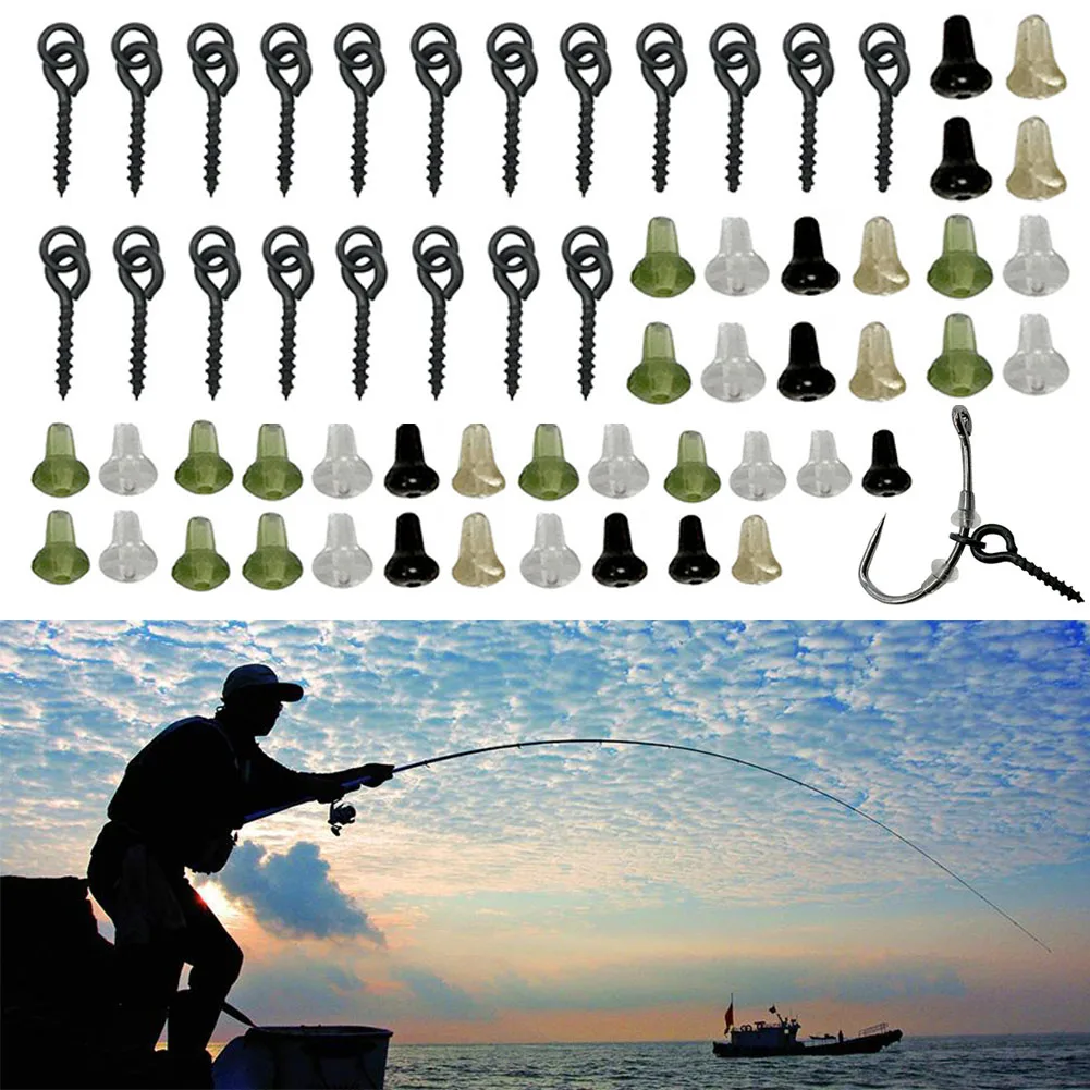 

20pcs Bait Screws With O-Rings 20pcs Hook Stops Carp Fishing Tackle Chod Rigs For Fixing Swivels Fishing Equipment Pesca