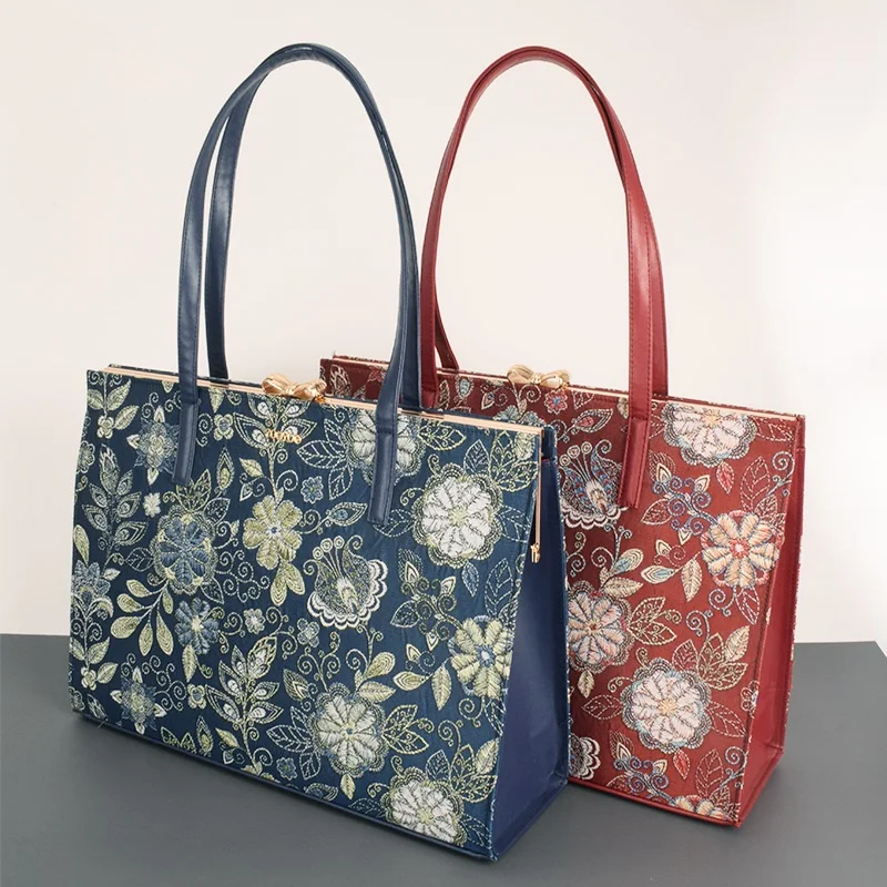 

Fashion Designer Handbag Women's Luxury Brand Bag Shopper Beach Bag Jacquard Embroidery Female Tote Bag New Weekend Shoulder Bag