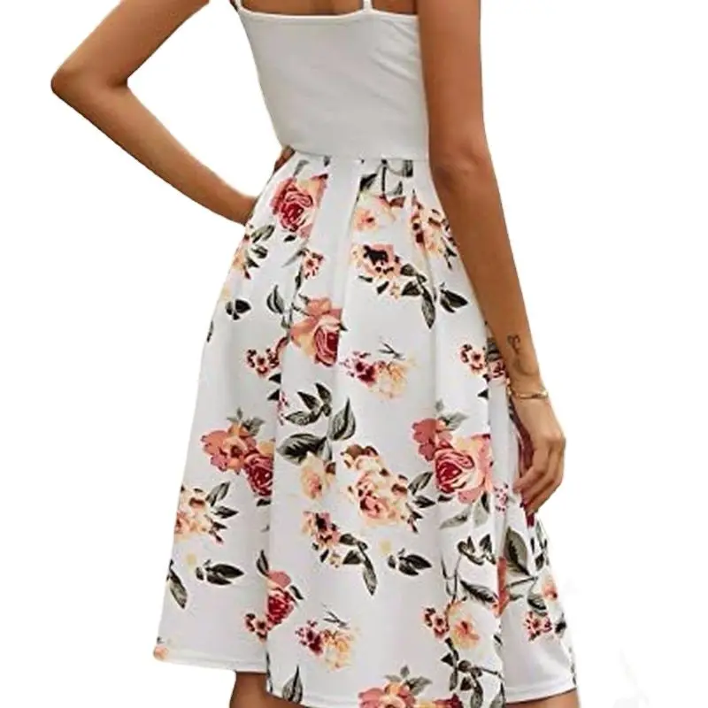 

2021 Summer Printing Color Matching Splicing Sling Short Skirt Women's Clothing