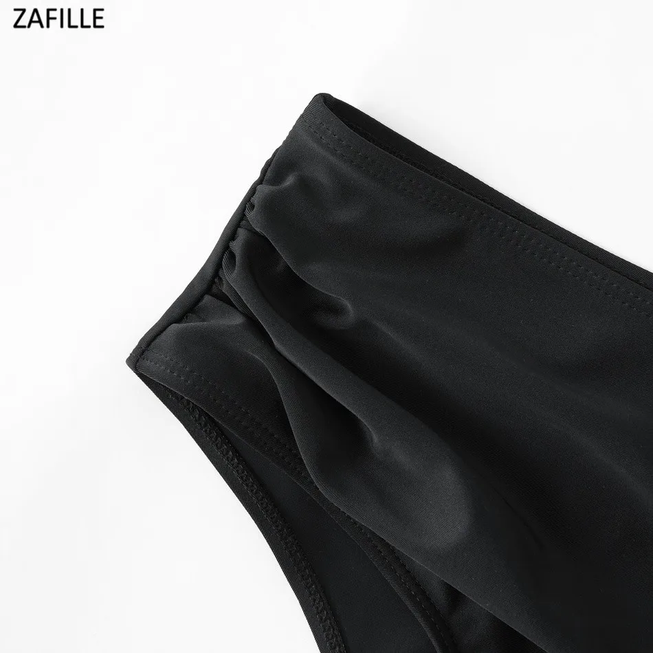 ZAFILLE, семейный купальник, черный комплект бикини с принтом, женский купальный костюм, купальник для девочек, мужчин, мальчиков, купальный костюм, шорты