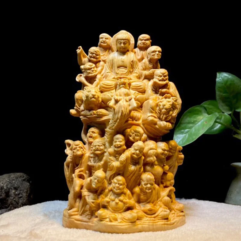 

Thuja wood carving 18 Eighteen Arhat Buddha Decorations Tathagata decorations Living room character decoration Home furnishings