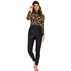 Скромный купальник, Мусульманский купальник с длинным рукавом и золотым принтом, женский купальник, купальник в исламе, бикини, пляжная одежда