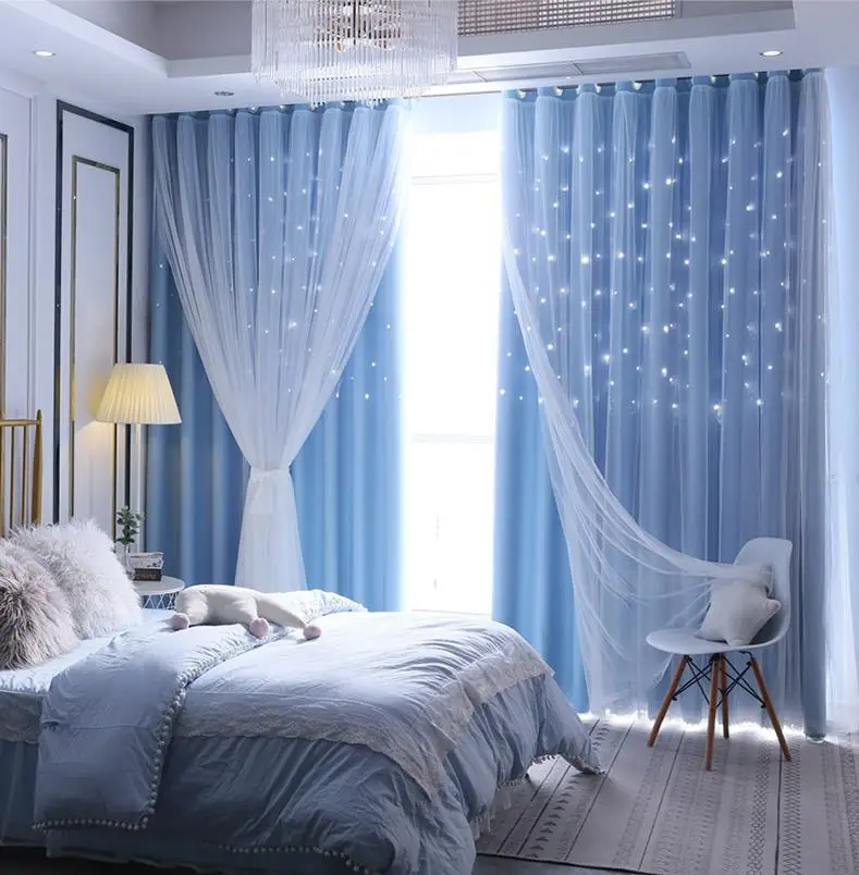 Корейская двойная розовая занавески с принцессой кружевная занавеска со