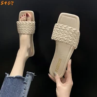 2021 fashion female slippers women flat weave slides sandal ladies house outdoor beach lady shoes woman home slippers flip flops