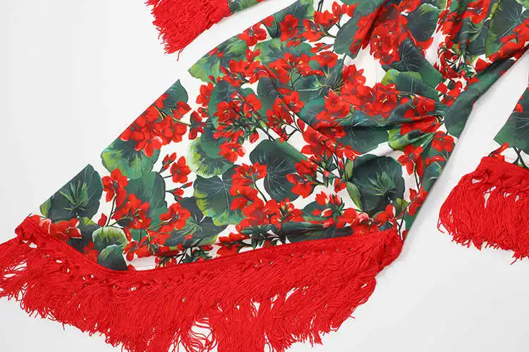 

new brand Women high quality tassels dress 2021 Fall runways three quarter sleeves slim fit vintage dress A805