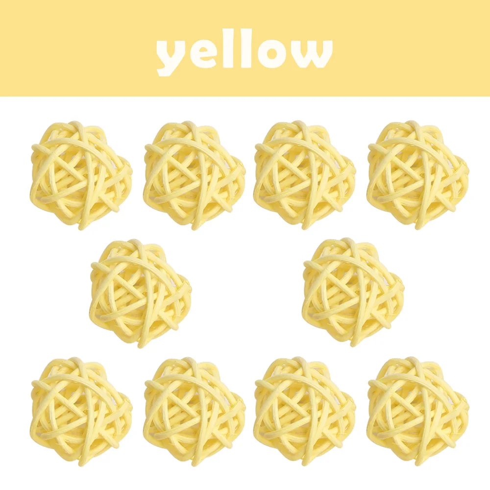 yellow 10 шт. 3 см Искусственный соломенный шар Свадебные украшения для дома на Рождество ротанговый шар самодельная занавеска Висячие аксессуары - Цвет: yellow
