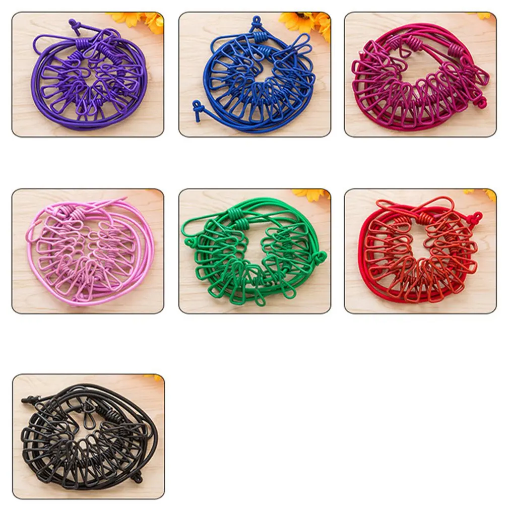 Выдвижная бельевая эластичная линия стирки с 12 зажимами для носков нижнее белье