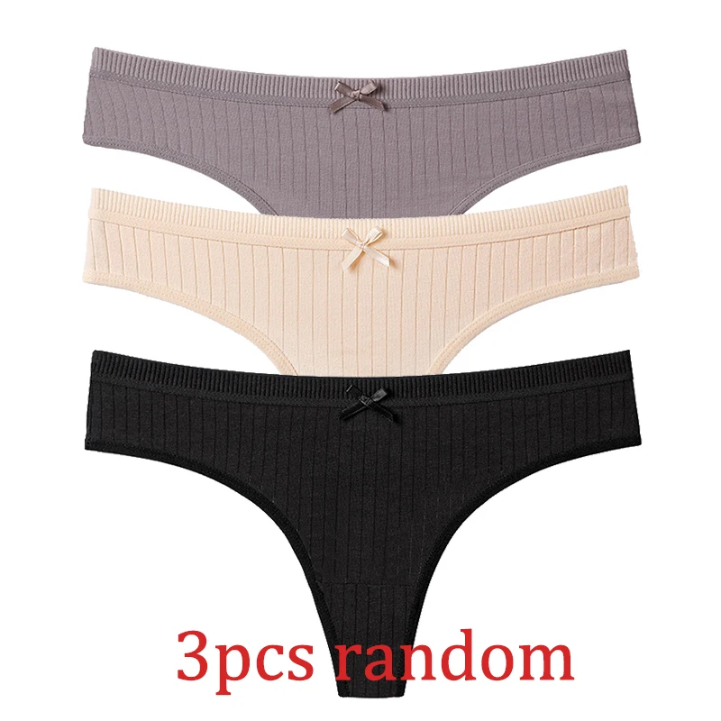 3pcs random Женские Бесшовные трусики-стринги, сексуальные трусики размера плюс, стринги, нижнее белье из хлопка, трусы с низкой талией, нижнее белье, удобные трусы XXXL# F - Цвет: 3pcs random