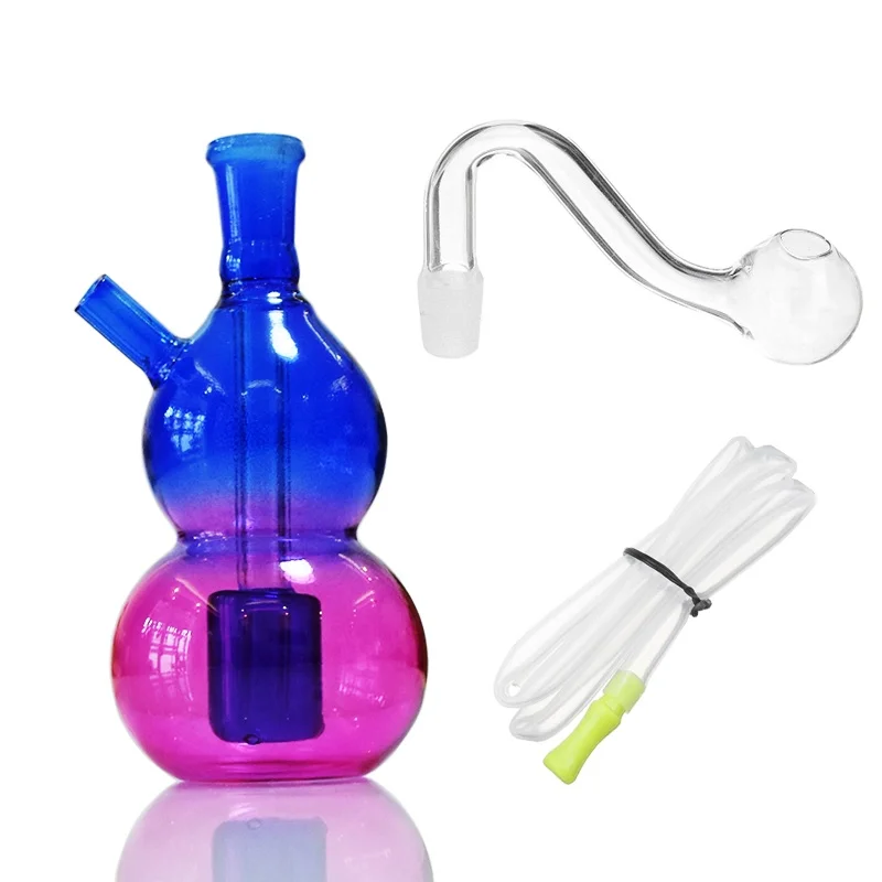 

Iridescent Gourd Hookah Shisha Kit-4inch glass vase precision glass tube glass oil collector