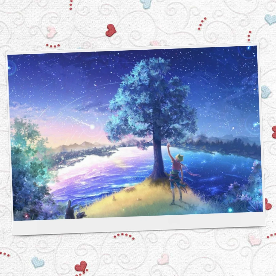 

5D DIY Diamond Painting Bridge Scenery Landscape Kits Lake with Round Drill Tree Cross Stitch Mosaic Art Decoration Home