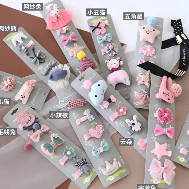 5 шт./компл. милые детские заколки для девочек цветочные зажимы волос аксессуары