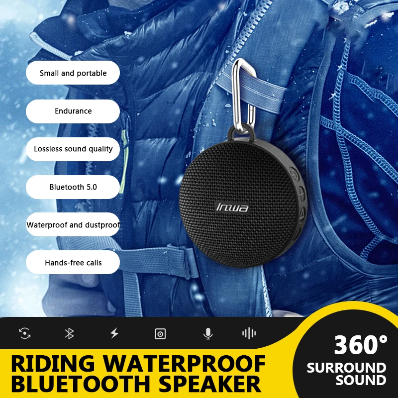 

Bike TWS Bluetooth-compatible5.0 Speaker Wireless Subwoofer Outdoor Cycling Speaker IPX7 Rain Waterproof Bicycle Loudspeaker