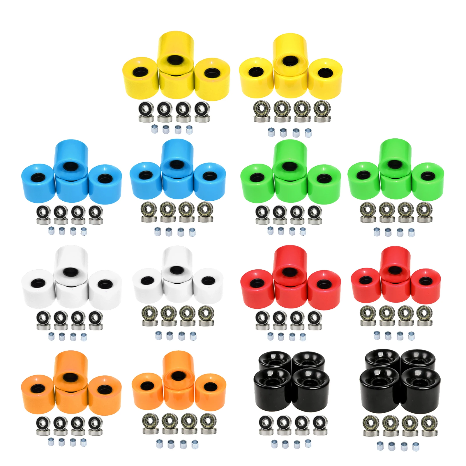Pack of 4 Professional Longboard Skateboard Wheels 60mm Hardness 78A with 8pcs Bearings Spacers Cruiser Wheels
