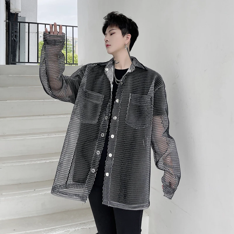 Куртка мужская сетчатая в стиле хип хоп корейский стиль защита от солнца с