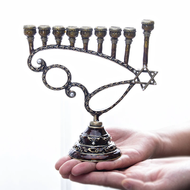 H& D 5 стилей Иудейская Менора Античная коллекция Hanukkah Menorah Статуэтка ручная роспись подсвечник держатель для дома вечерние украшения подарок