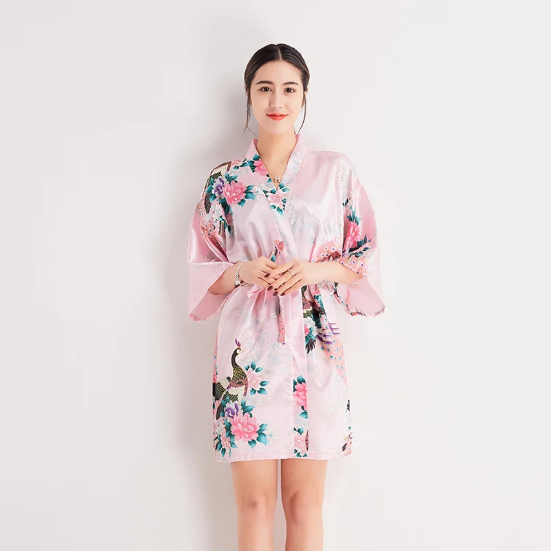 

Chinese Style Summer Lady Robe Gown Sexy Mini Short Night Dress Bride Bridemaid Kimono Bathrobe Casual Home Clothes Dressing