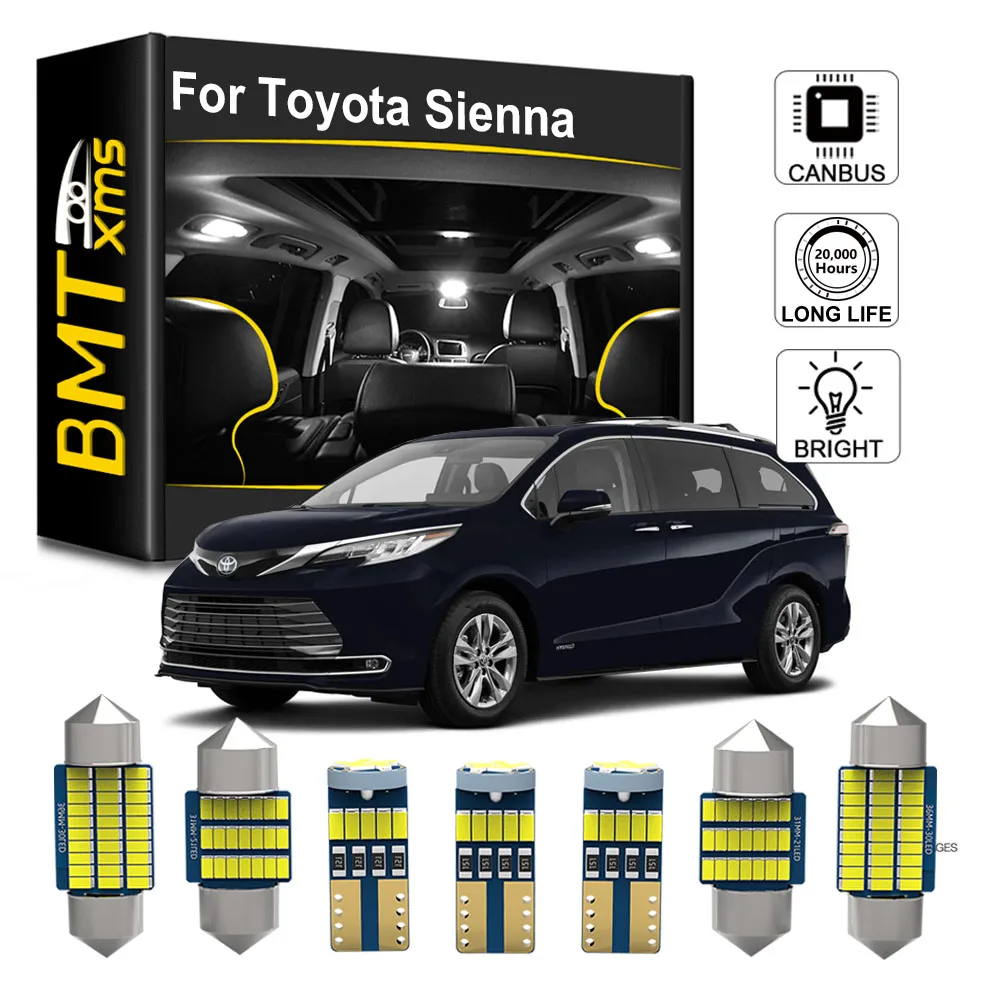 

BMTxms For Toyota Sienna 2017 1998-2020 Canbus Auto LED Interior Map Dome Trunk Light License Plate Lamp Kit Car Accessories