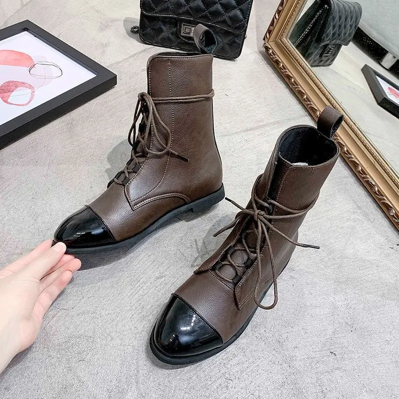 

New 2020 Winter Thick with Thick Bottom British Locomotive Martin Boots for Cylinder Knight Ladies Boots Mid-calf Boot Women