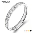 TIGRADE 3 мм черное розовое золото титановое кольцо для женщин кубический цирконий обручальное кольца вечности обручальное кольцо модного серебристого цвета