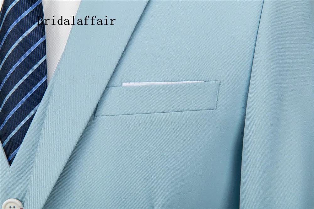 Bridalaffair Небесно-Голубой Gentlemen костюмы Тонкий дизайн одна кнопка Блейзер жилет