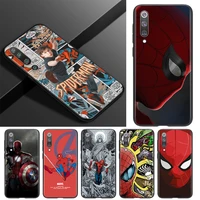 avengers spiderman silicone for xiaomi mi 11i 11 10t 10i 9t 9 note 10 ultra lite pro 5g se black soft tpu phone case