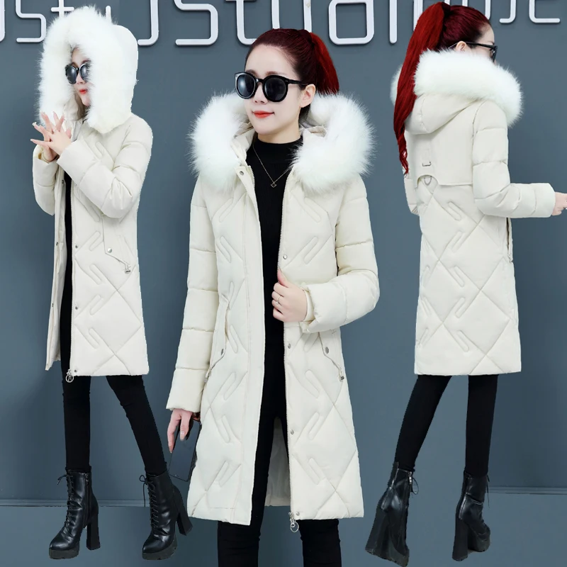 Winter Jacket Women Fur Collar Long Parka Warm Slim Winter Coat Woman Puffer Jacket Padded Outwear Coat Women