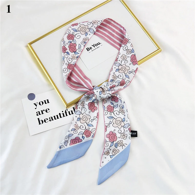 

125*6.5cm Women Silk Scarf Fashion Head Scarf Headwear Long Neck Foulard Scarves Bag Accessories Ribbon Bag Strap Scarf