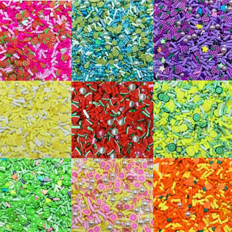 Разноцветный наполнитель для бусин из полимерной глины в виде фруктов 100 г/лот