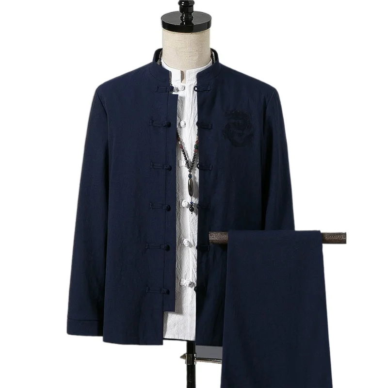 Костюм мужской из двух предметов с пиджаком и вышивкой в китайском стиле весна
