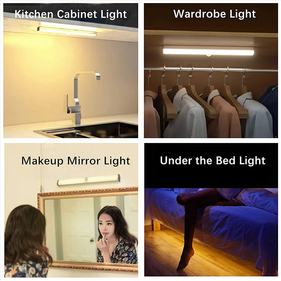 

Motion Sensor Wireless LED Night Lights Bedroom USB Rechargeable Night Lamp Cabinet Kitchen Staircase Closet Wall Aisle Lighting