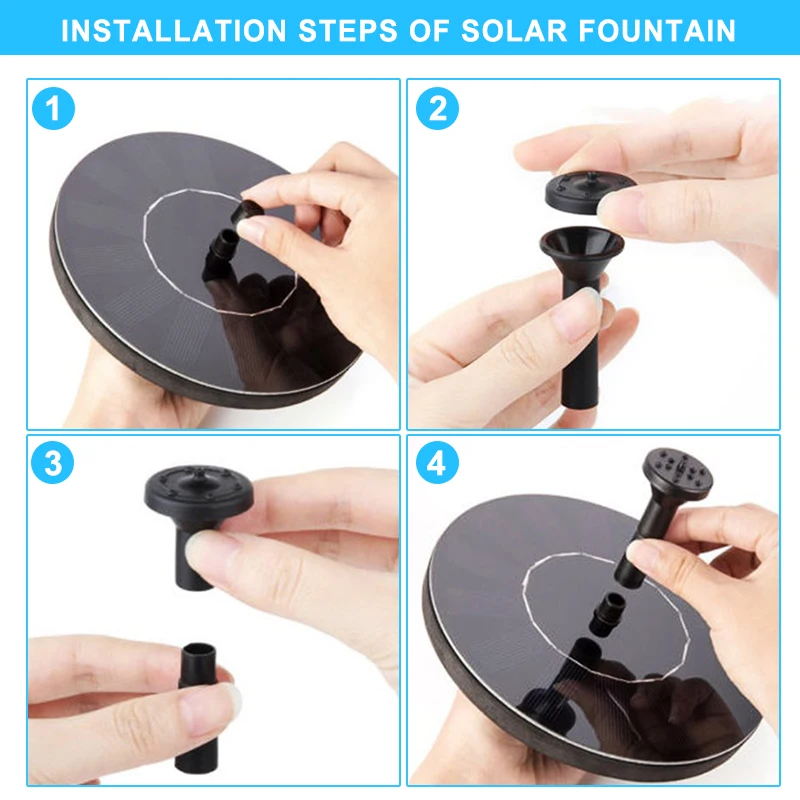 Садовый фонтан на солнечной батарее уличный водопад пруд плавающий водяной