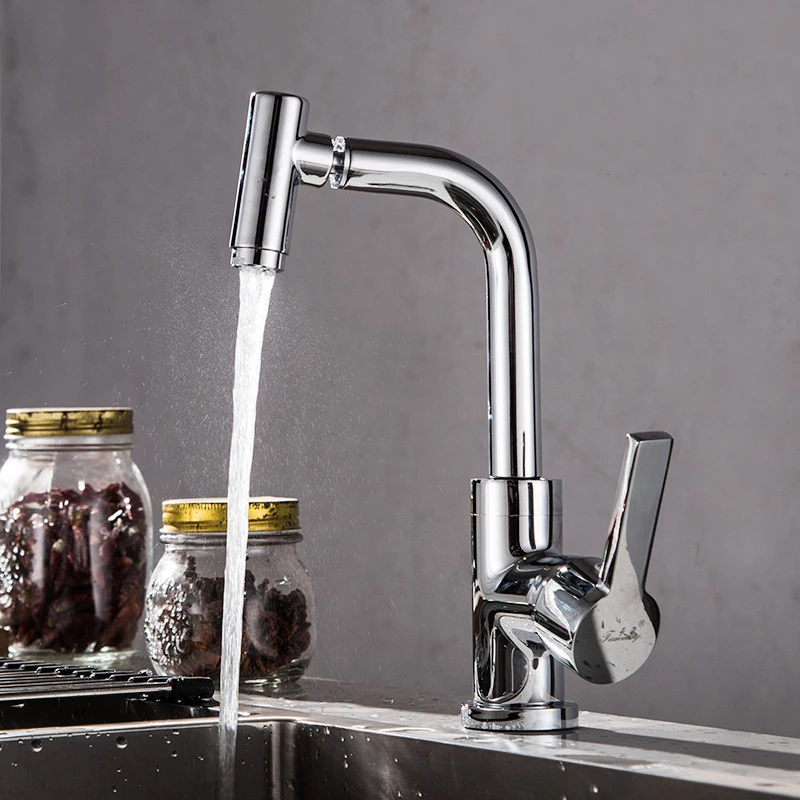 

High End brass Rotary Kitchen Faucet Hot And Cold Lead Free Drawing Wash Basin Sink 360 Swivel Mixer Universal tap